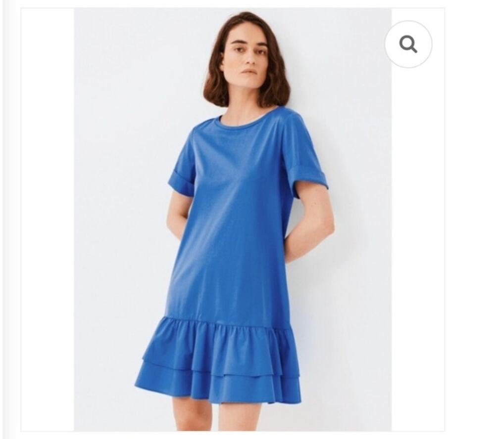 MaxMara Weekend Blue Vanna Skater Flounce Shirt Dress Size: M